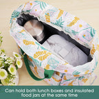 Linkidea Lunch Tote Drawstring Bag, Large Capacity Lunch Bag with Hand Strap, Lunch Box Organizer for Everyday Outings, Insulated Lunch Bag Fits Box and Food Jar Storage