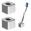 Linkidea 2 Pack Mini Manual Toothbrush Holder for Bathroom, Vanity Countertop Single Brush Stand, Aluminum Rustproof Razor Organizer (Silver)