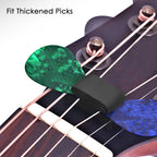 Linkidea 6-Pack Rubber Guitar Headstock Pick Holder, Pickholder for Guitar, Bass, Ukulele Thick Picks (Black)
