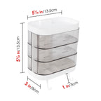 Linkidea Wall Mounted 3 Layers Soap Dish with 2 Hooks,180 Degree Rotating Soap Holder, Waterproof Dustproof Storage Organizer Rack for Bathroom Shower Room Kitchen (Clear)