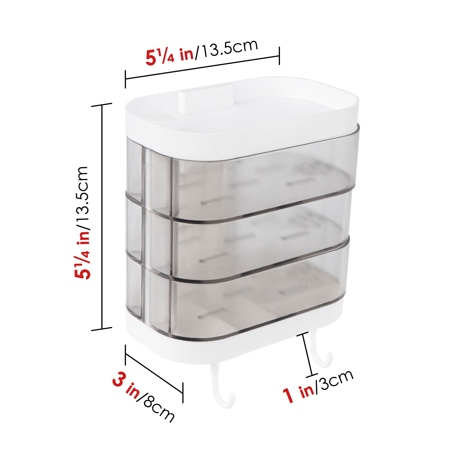 Linkidea Wall Mounted 3 Layers Soap Dish with 2 Hooks,180 Degree Rotating Soap Holder, Waterproof Dustproof Storage Organizer Rack for Bathroom Shower Room Kitchen (Clear)