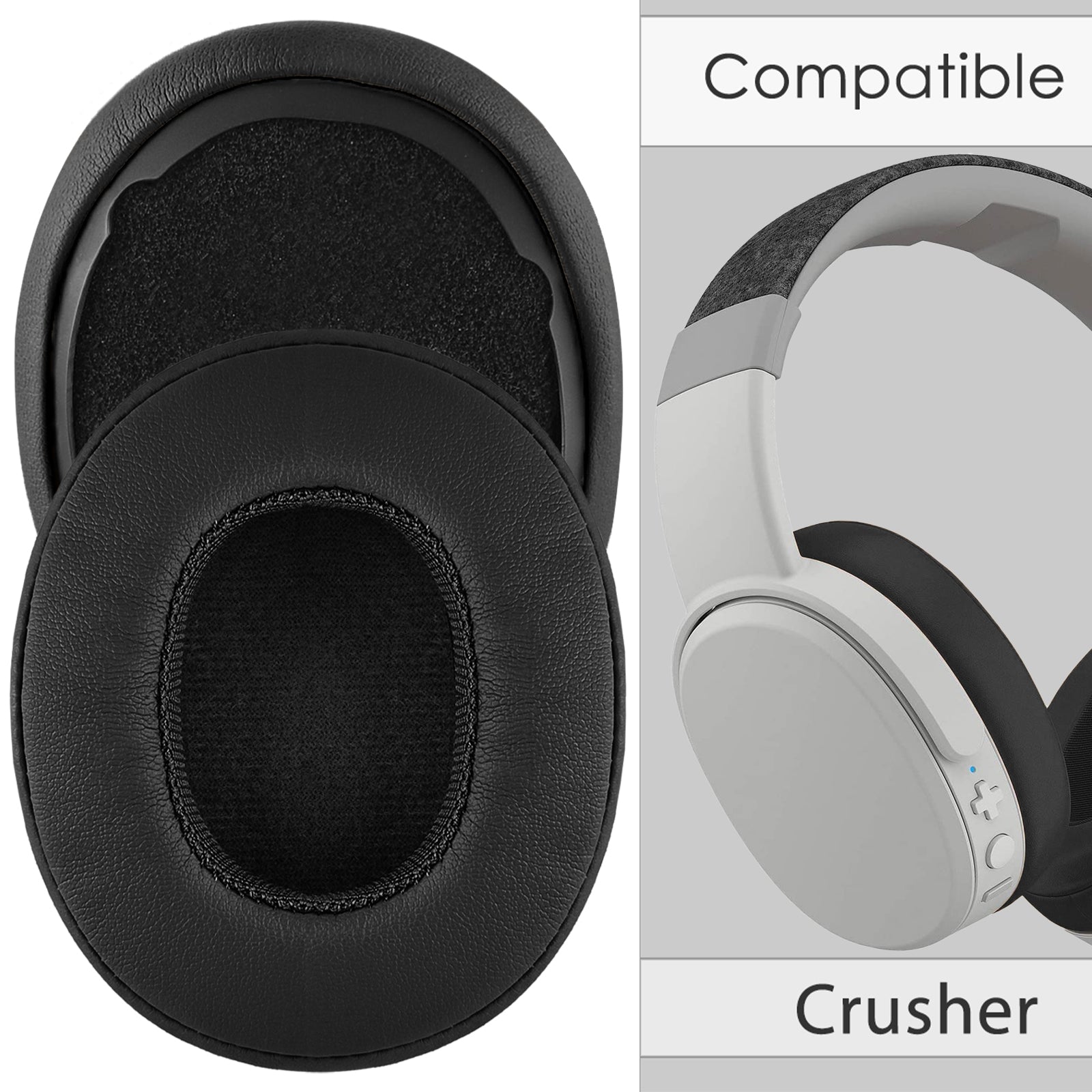 Linkidea Replacement Ear Pads for Skullcandy Crusher Wireless/ Crusher EVO/ Crusher ANC, Hesh 3/ EVO/ ANC, Venue ANC Headphones, Headset Earpads ( Protein Leather / Black )