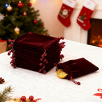 Linkidea 25 Pcs Velvet Drawstring Bags, Burgundy Small Gift Pouches for Jewelry, Candy, Wedding, Luxury Gift Pouches for Favors, Party, Christmas Packaging