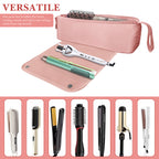 Linkidea Travel Bag and Heat Resistant Mat, Portable Travel Essentials Travel Organizer for Women, Hair Tools Storage Bag Gift for People Who Travel a Lot (Pink)