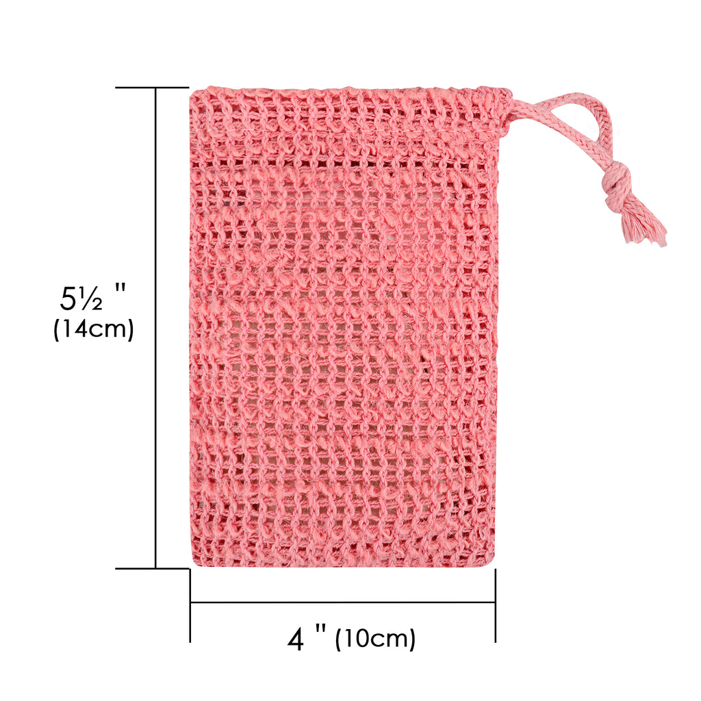 Linkidea 5 Pack Soap Bag Pouch, Colorful Exfoliating Saver with Drawstring, Reusable Body Scrubber Pocket for Bath Shower