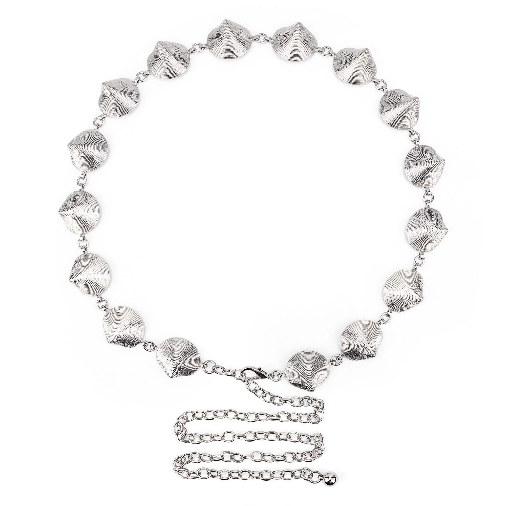 Plus Size Chain Belt for Women, Extra Large Metal Silver Shell Waist Belt, Max 47 Inch Adjustable Chunky Body Chain for Dresses, Party, Casual Wear, Fashion