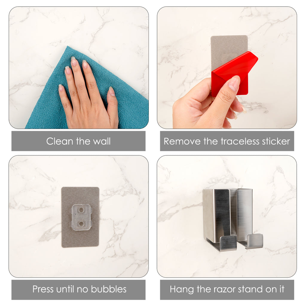 Linkidea No Drilling Stainless Steel Electric Shaver Holder, Compatible with Philips Norelco 9/7/5 Series, Self-Adhesive Wall Mount Bathroom Storage (Silver)
