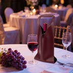 Linkidea Vegan Leather Wine Bottle Bags, 16.7" x 6.9" Wine Tote Bags for Gifts, Luxury Gift Bags for 750ml Wine Bottles, Fits Christmas Use (Red)