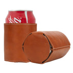 Linkidea Vegan Leather Soda Can Cooler, 2 Pack Beer Coolie Holder Gifts for Men & Women, Beverage Insulator Cover Sleeve for 12oz to 16oz Standard Can (Brown)