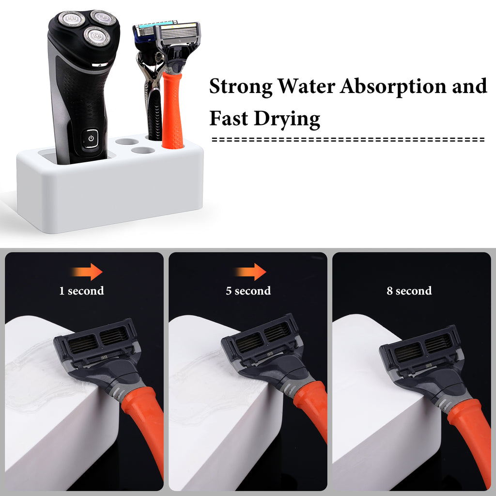 Linkidea Diatomaceous Earth Safety Razor Holder, Quick-Drying Stand Compatible with Vikings Blade Chieftain, Merkur 34C HD, 38C, Shaving Revolution (White)