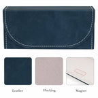 Extra Large Sunglasses Pouch Case, Blue Vegan Leather Eyewear Organizer Soft Bag Compatible with Rayban RB4401D/RBS0101S/RB8097/RB8089/RB4098