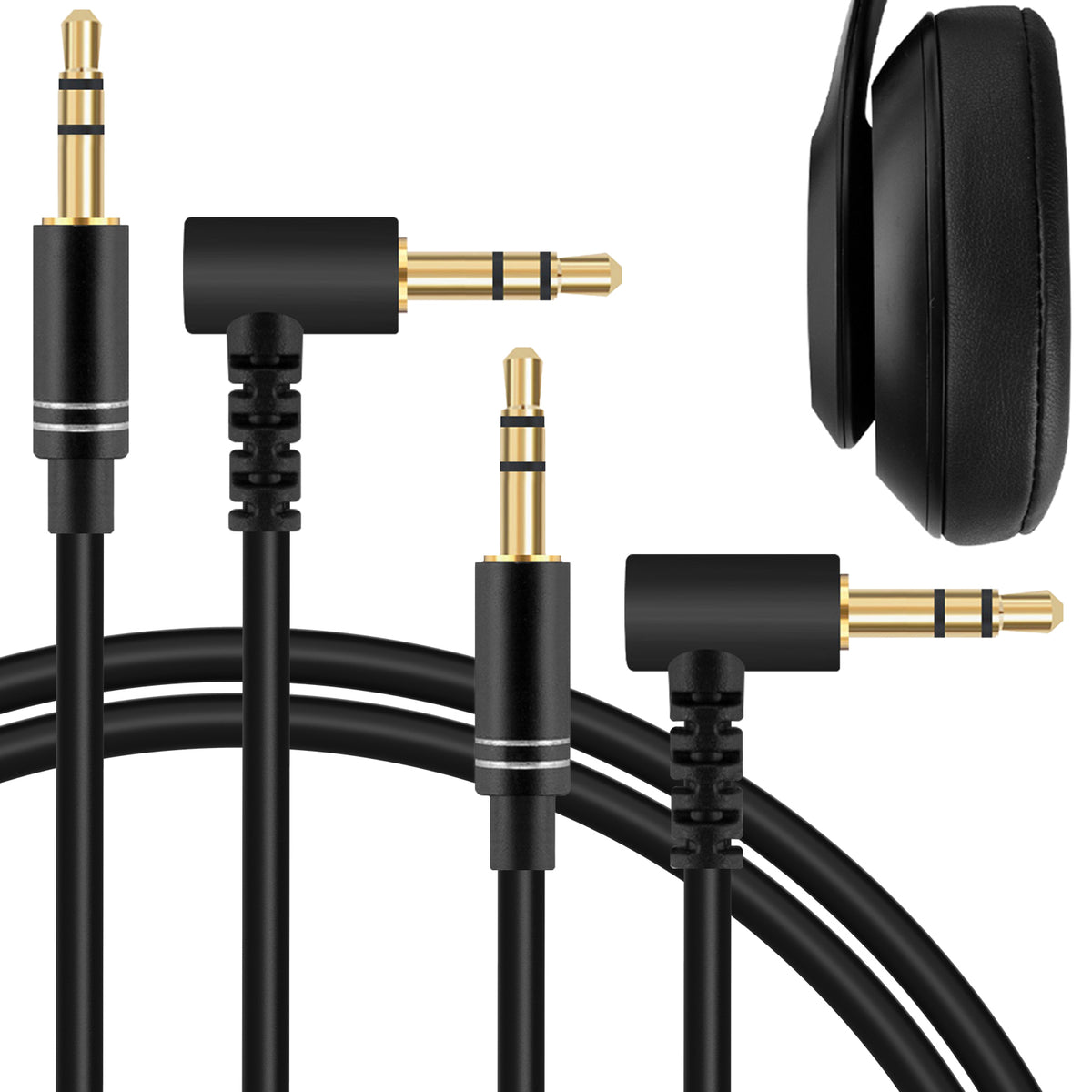 Linkidea Audio Cable for Beats Studio Pro/3/2, Solo 4/3/HD/Pro, Mix Headphones, 3.5mm TRS Replacement Aux Cord (5 ft/1.5 m 2 Pack)