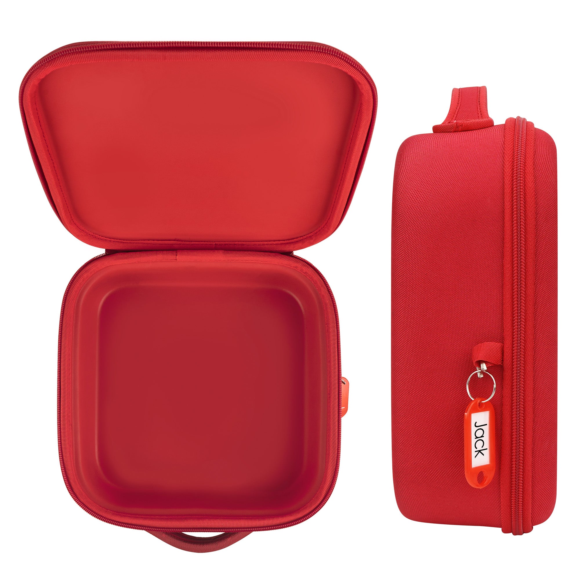 Linkidea Hard Shell Lunch Box for Kids, Insulated Lunch Tote Bag for School, Portable Lunchbox with Hard Liner Inside for Easy Clean Up, Personalized Name Tag Included (Red)