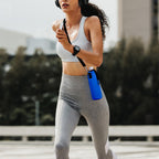 Linkidea Disposable Water Bottle Carrier with Strap Compatible with Smartwater 16.9/20Fl Oz, Insulated Neoprene Plastic Bottled Water Cover Holder with Clip for Backpack (Blue)