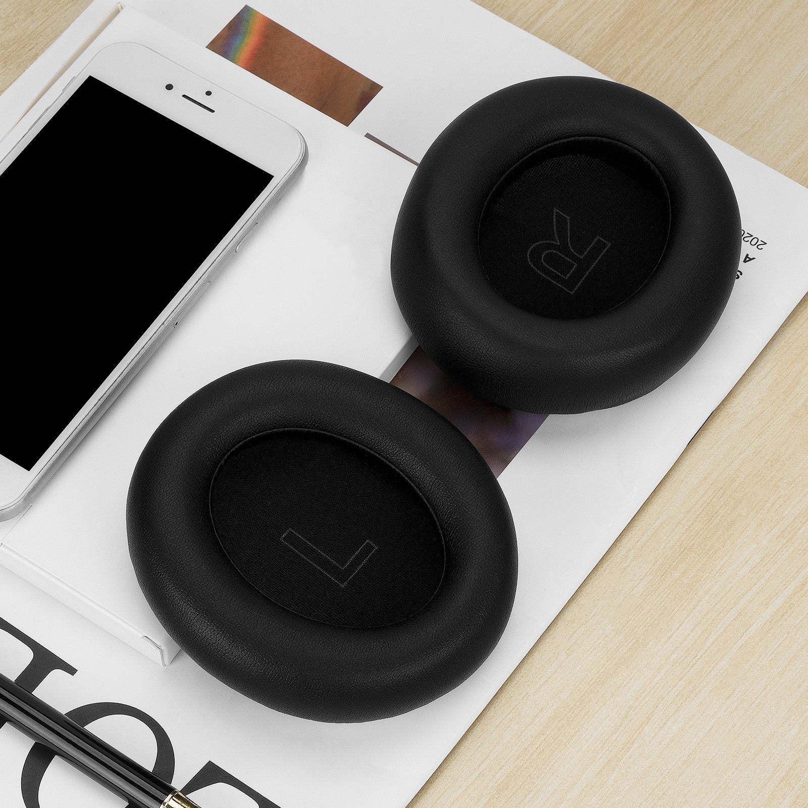 Linkidea Replacement Ear Pads for Anker Soundcore Life Q30, Soundcore by Anker Life Q35 Headphones Ear Cushions, Ear Covers, Headset Earpads (Protein Leather / Black)