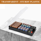 Linkidea Battery Organizer Storage Case with Tester, Holds 93 Batteries of Multiple Sizes, Compatible with AAA, AA, 9V, C, D, and Button Cell Batteries, Portable Battery Holder (Black)