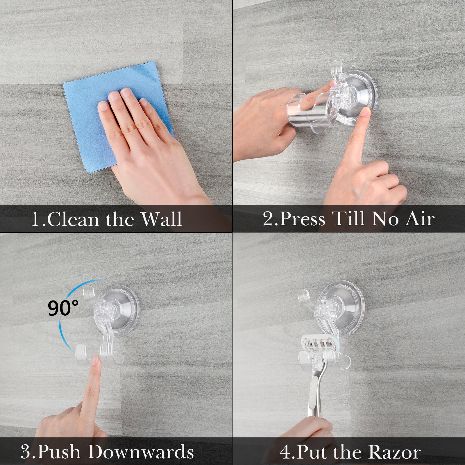 Linkidea 3 Pack Razor Holder for Shower, Wall Mounted Suction Cup Shaver Hanger Hooks, Compatible with Gillette Venus Platinum, Fusion 5 Proshield & Proglide, Mach 3 Classic