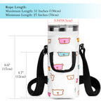 Linkidea Tumbler Carrier with Strap Compatible with YETI Rambler Tumbler 20oz, IRON °FLASK Classic Tumbler 2.0 20/24oz, Coffee Mug Sling Bag Holder, Shoulder Strap with Pocket, Cartoon Bear
