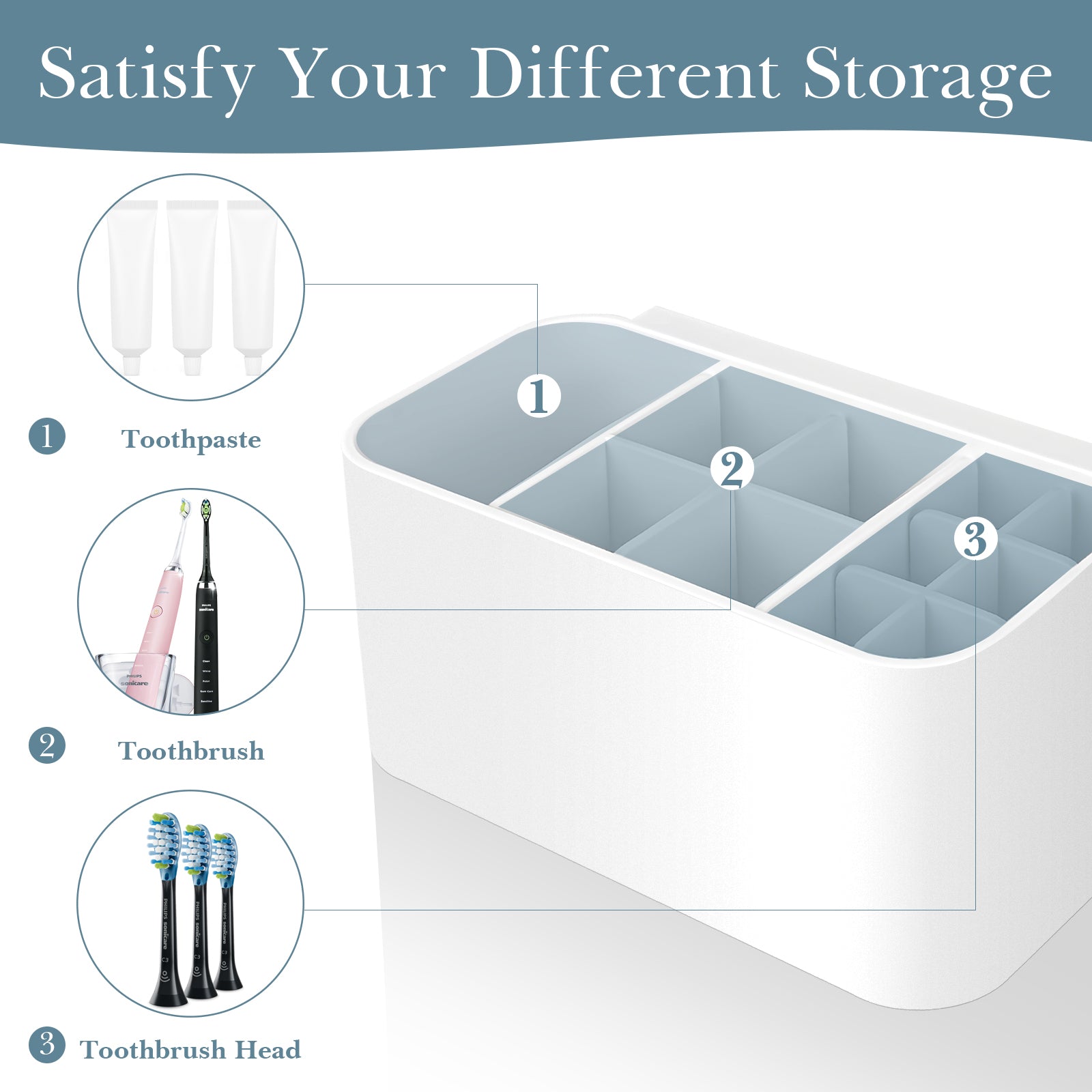Linkidea Electric Tooth Brush Holder for Shower, Plastic Tooth Brush Organizer, Self Adhesive / Countertop Power Toothbrush Stand Compatible with Oral-B iO Series, Philip Sonicare ProtectiveClean