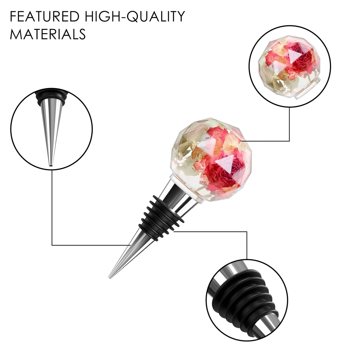 Linkidea DIY Resin Wine Stopper Kit, 10 Geometric Silicone Molds & 5 Stainless Steel Reusable Wine Bottle Stoppers, Resin Crafts for Handmade Gifts & Wine Accessories