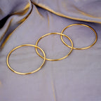 Plus Size Bangle Bracelets Set for Women, Set of 6 Stainless Steel Extra Large Round Golden Bangles Fashion Accessories, 8.6 Inches (L)