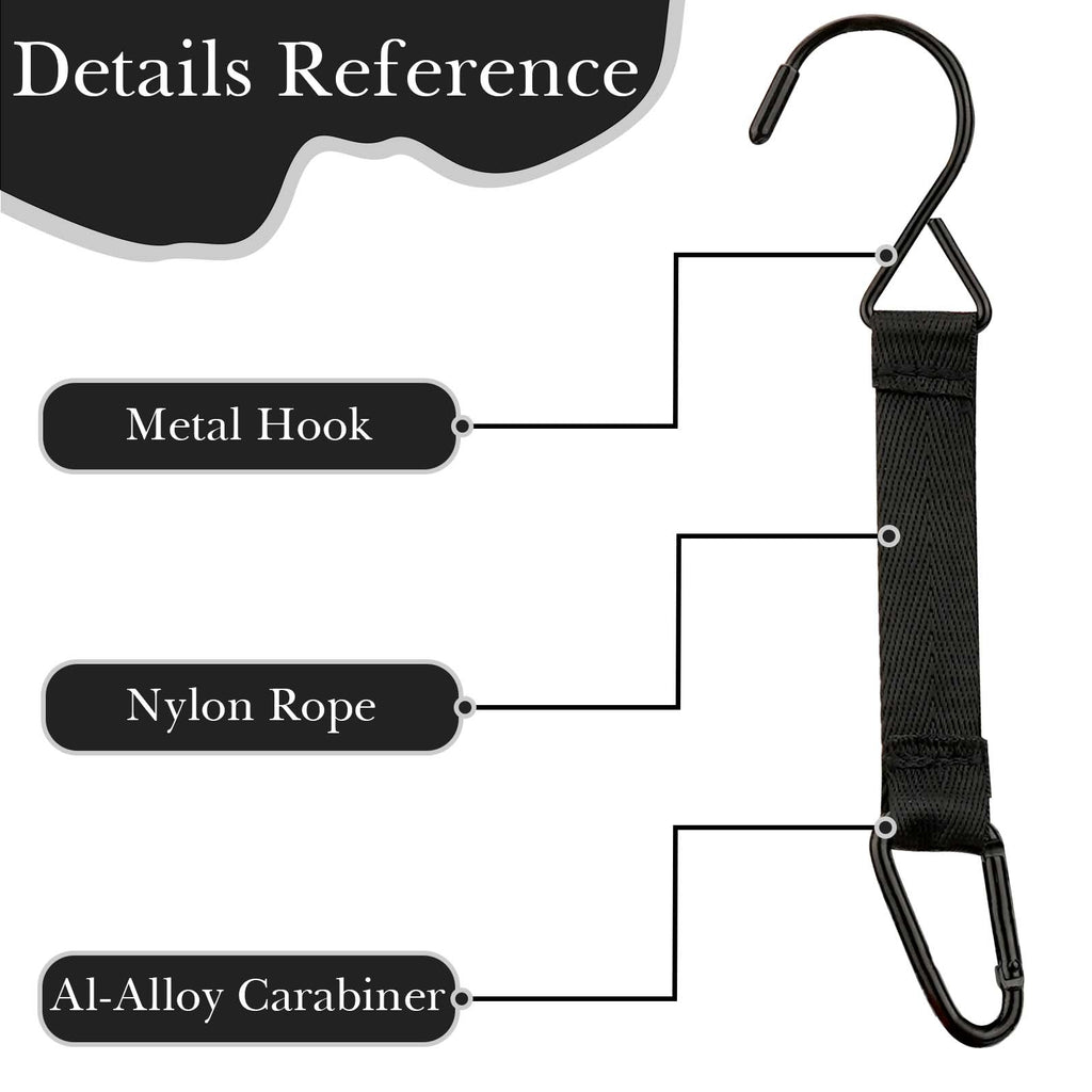 Linkidea 2 Pack Fence Hooks Compatible with Stanley Flip Go 24oz/36oz, S Shaped Hook Hanger with Waterbottle Ring for Outdoor Sports Camping (Black)