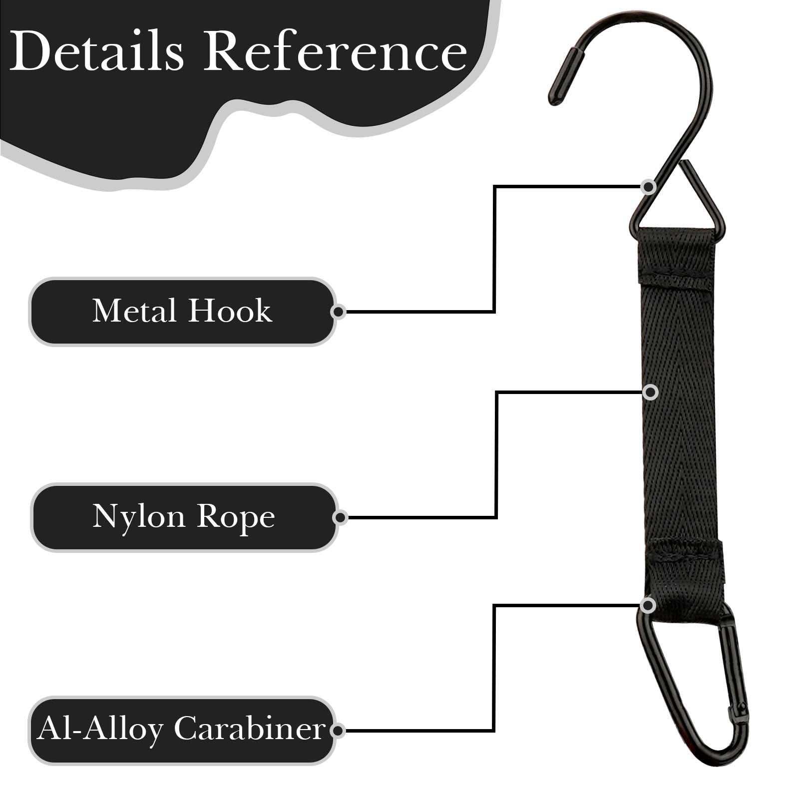 Linkidea 2 Pack Fence Hooks Compatible with Stanley Flip Go 24oz/36oz, S Shaped Hook Hanger with Waterbottle Ring for Outdoor Sports Camping (Black)