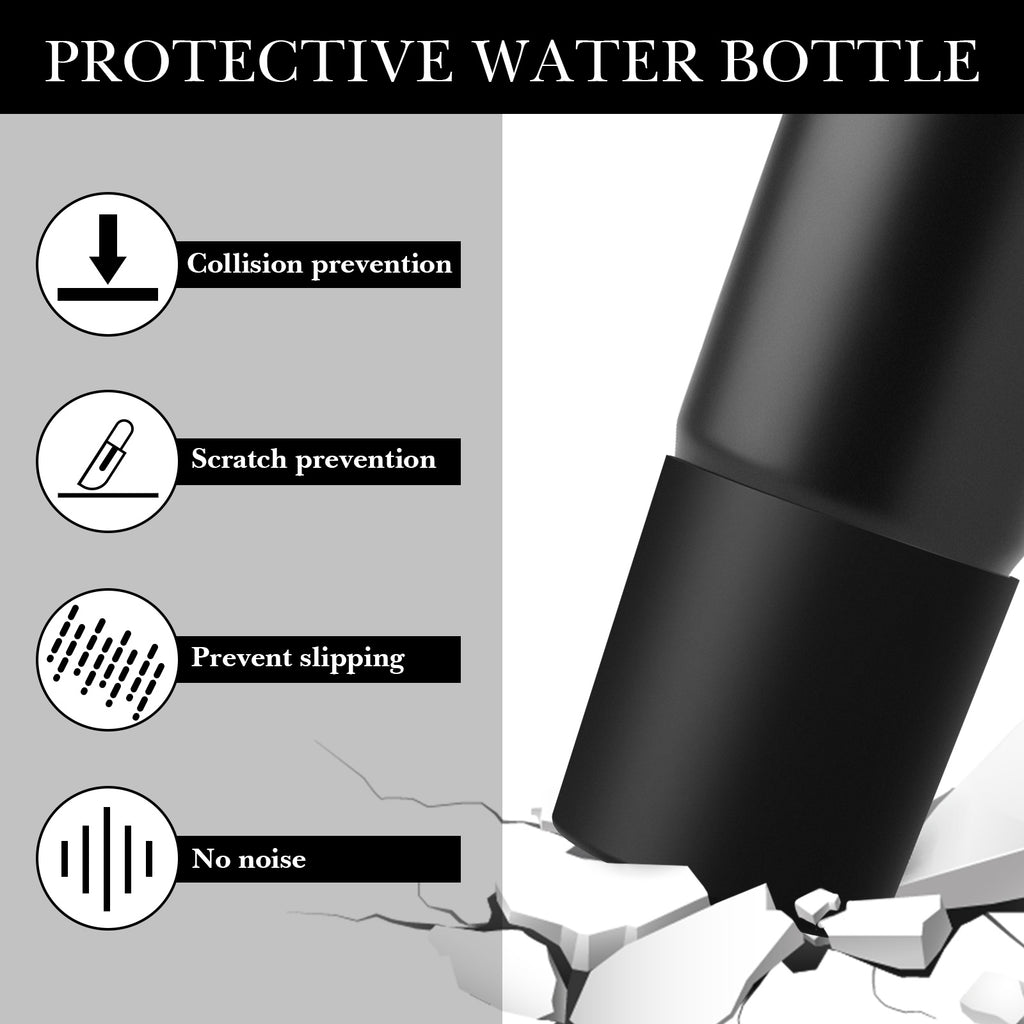 Linkidea 2 Pack Water Bottle Boot Compatible with Owala Travel Tumbler 24oz/40oz, Silicone Anti-Slip Waterbottle Bottom Sleeve Cover Protector (Black)