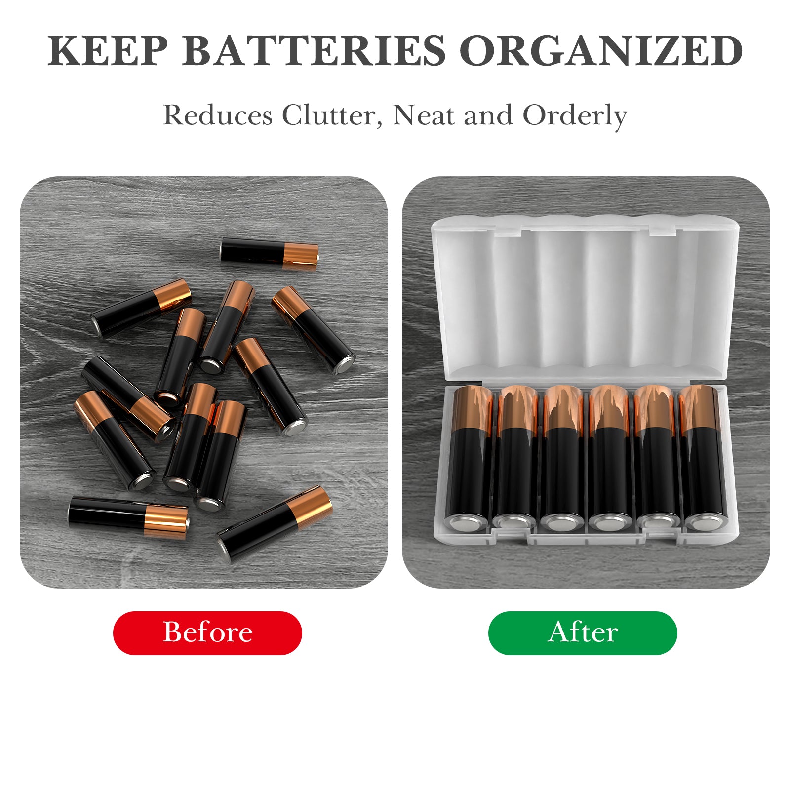 Linkidea 4 Pack Waterproof AA Battery Storage Case, Portable Organizer Holds 6 Batteries, Compact Travel-Friendly Design for Home, Camping, Electronics Accessories (Clear)