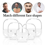 Men's Goatee Shaving Template & Beard Guide Shaper, 5 Size Facial Hair Styling Tool with Comb, Mustache Grooming Kit (White)