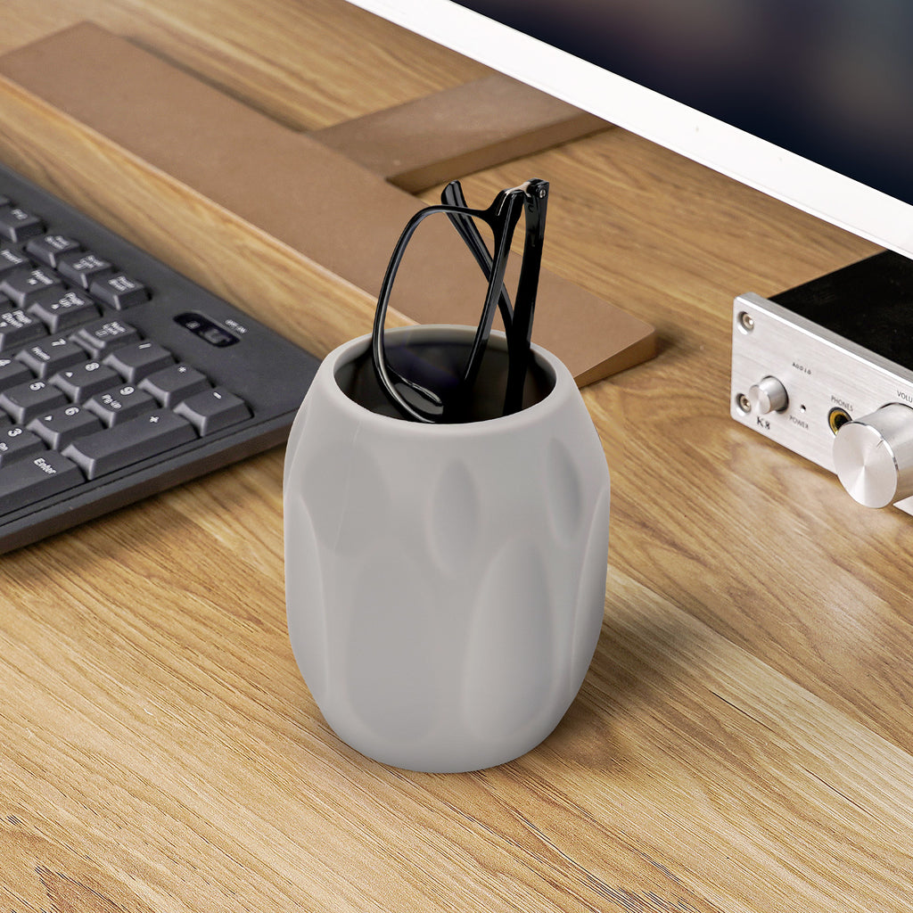 Eyeglasses Holder Stand for Nightstand, Grey Soft Silicone Reading Glasses Storage for Office Desk Organizer