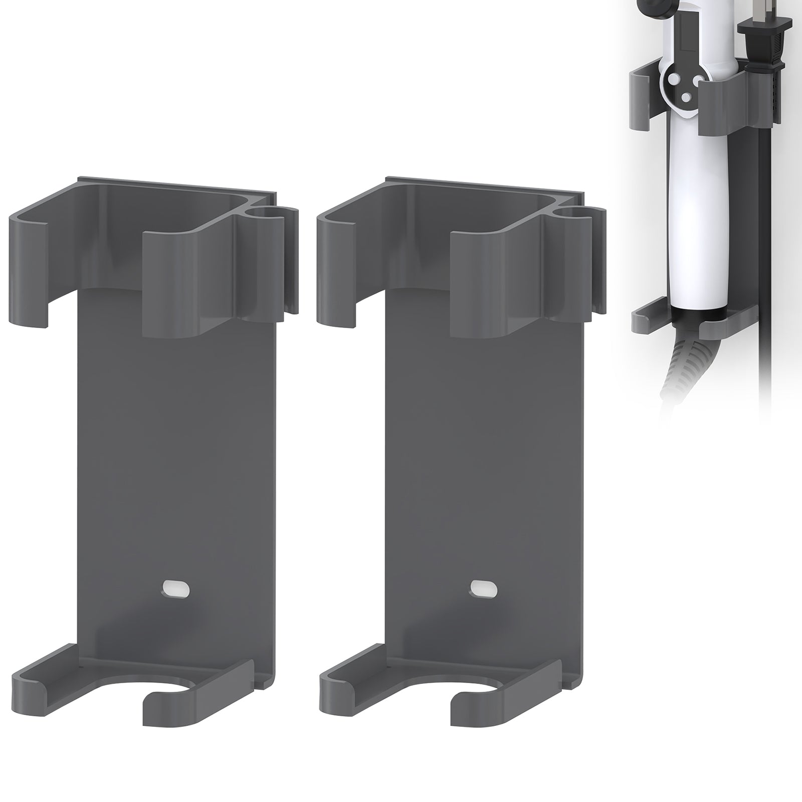 2 Pack Extra Large Curling Iron Holder Wall Mount for Devices Diameter Under 1.77" (4.5CM), Hair Styling Tool Storage Organizer, Grey Hairdressing Hanging Rack Stand for Flat Irons, Curling Wands
