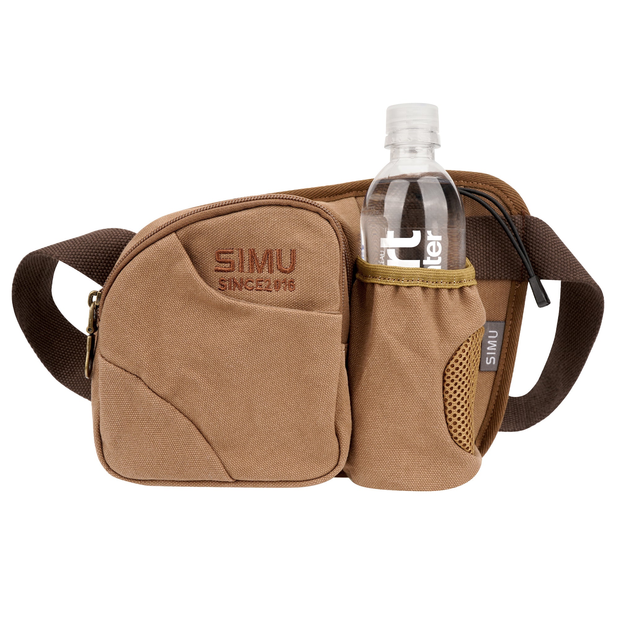 Fanny Pack Waist Bag with Bottled Water Holder, Waist Pack Compatible with Smartwater 16.9/20 Fl Oz, Lifewtr 16.9/20 Fl Oz, Travel Sport Casual Belt Bag for Running Walking Hiking