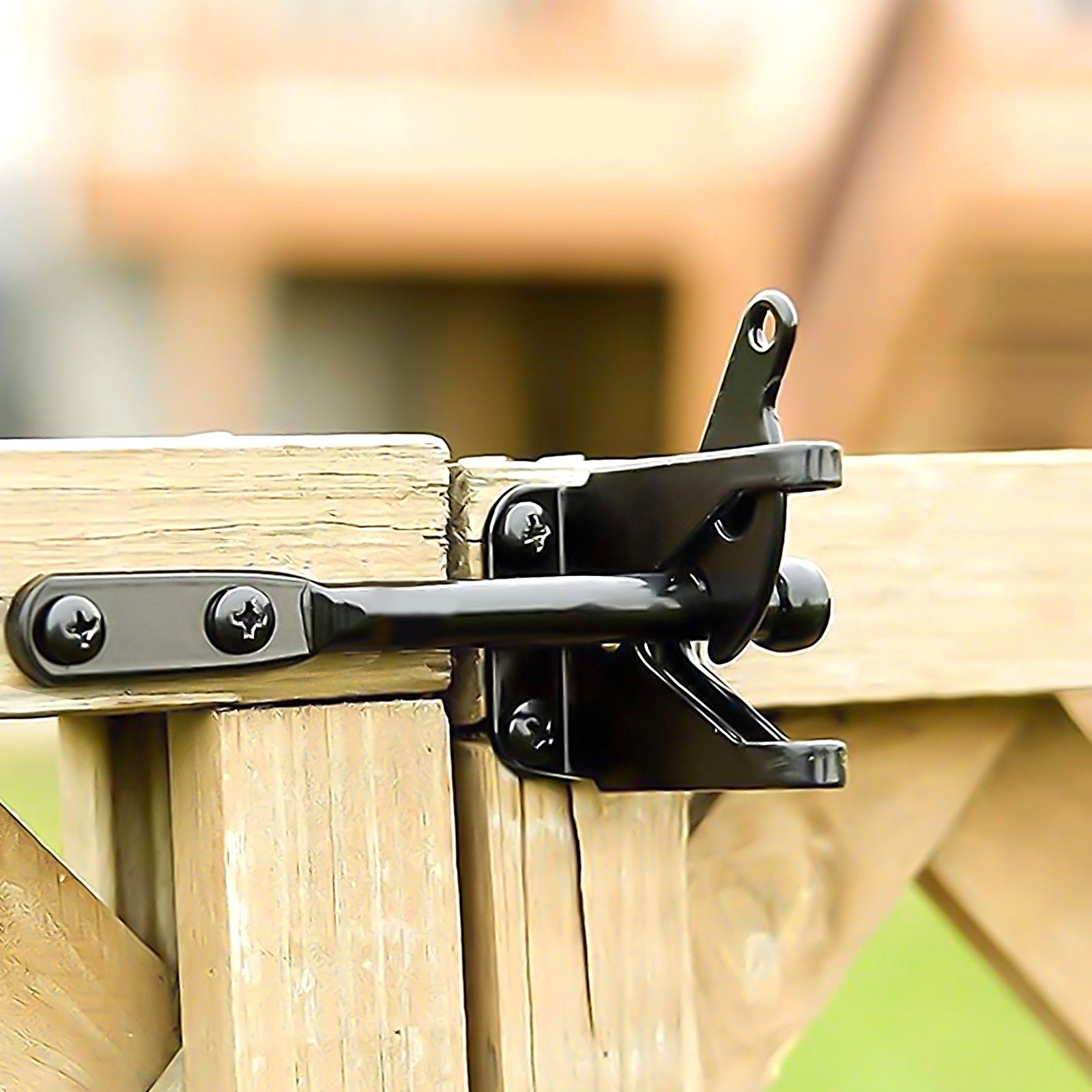 Linkidea Heavy Duty Gate Latch, Self Locking Gravity Latch with Adjustable Cable Pull for Easy Opening, Spring Loaded Fence Gate Lock for Garden, Pool, Yard, Metal & Wood Gates (Black)