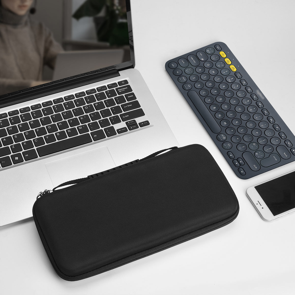 Linkidea Keyboard Hard Shell Travel Carrying Case, Compatible with Logitech K380, Logitech Pebble Keys 2 K380s