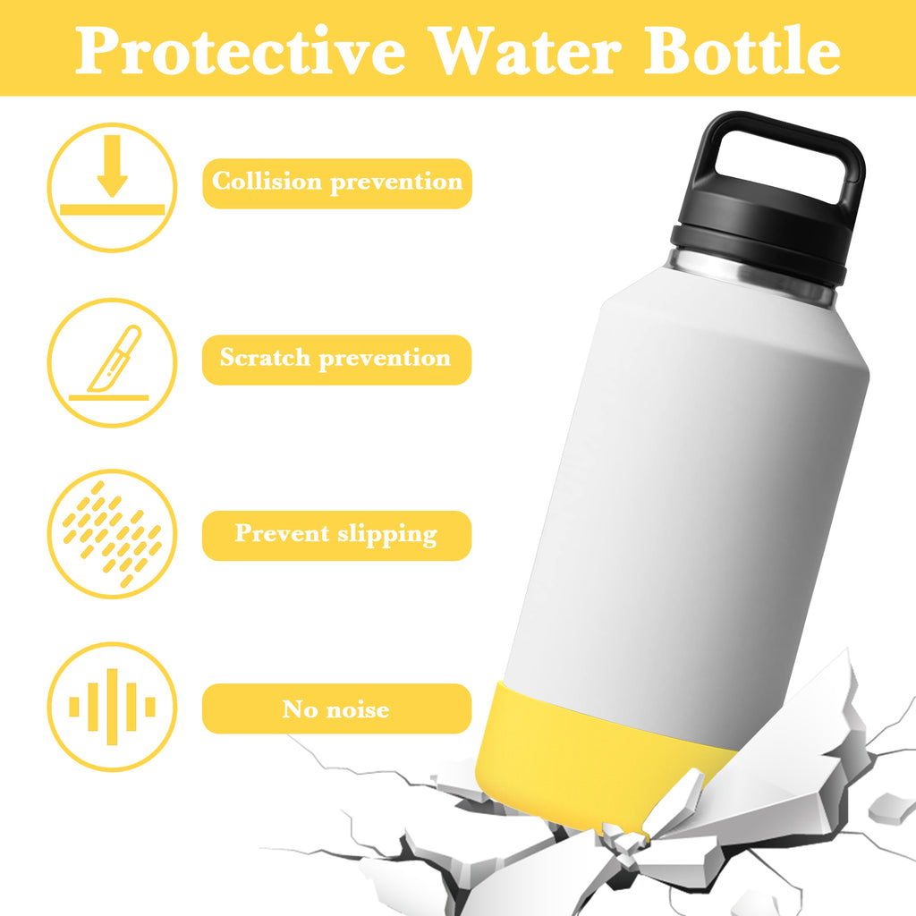 Linkidea Water Bottle Boot Compatible with YETI Rambler Bottle 64oz, Silicone Water Bottle Bottom Sleeve Cover Protector, Waterbottle Bumper (Yellow)