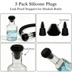 Linkidea 3 Pack Silicone Cleaning Plugs, Reusable Leak-Proof Seal Stoppers for Hookah Bottle & Tube Washing, Compatible with RooRtechs / Wookah (Black)