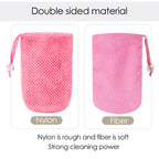 Linkidea 3 Pack Mesh Soap Scrubber Pouch, Soap Saver Bag, Soap Pouch for Shower, Mesh Soap Saver Bags with Drawstring for Shower Bathroom (Pink, Blue, Yellow)