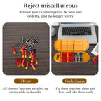 Linkidea Battery Storage Case with Tester, Portable Batteries Case Compatible with 12 AA, 12 AAA, Button Cells, Single Layer Battery Storage Box (Orange)