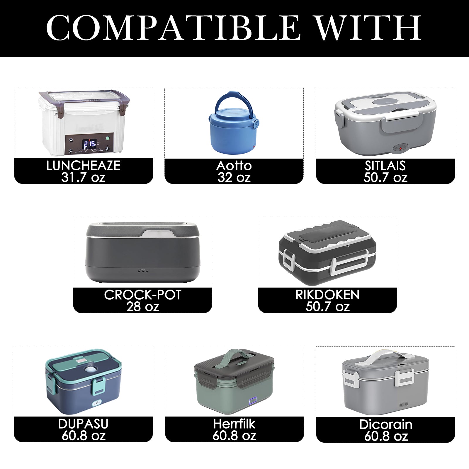 Linkidea Insulated Lunch Bag for Adults, Large Lunch Tote with Handle & Zipper, Reusable Cooler Box Bag Compatible with Crock Pot, DUPASU, Aotto, LUNCHEAZE Electric Heated Lunch Box (Black)