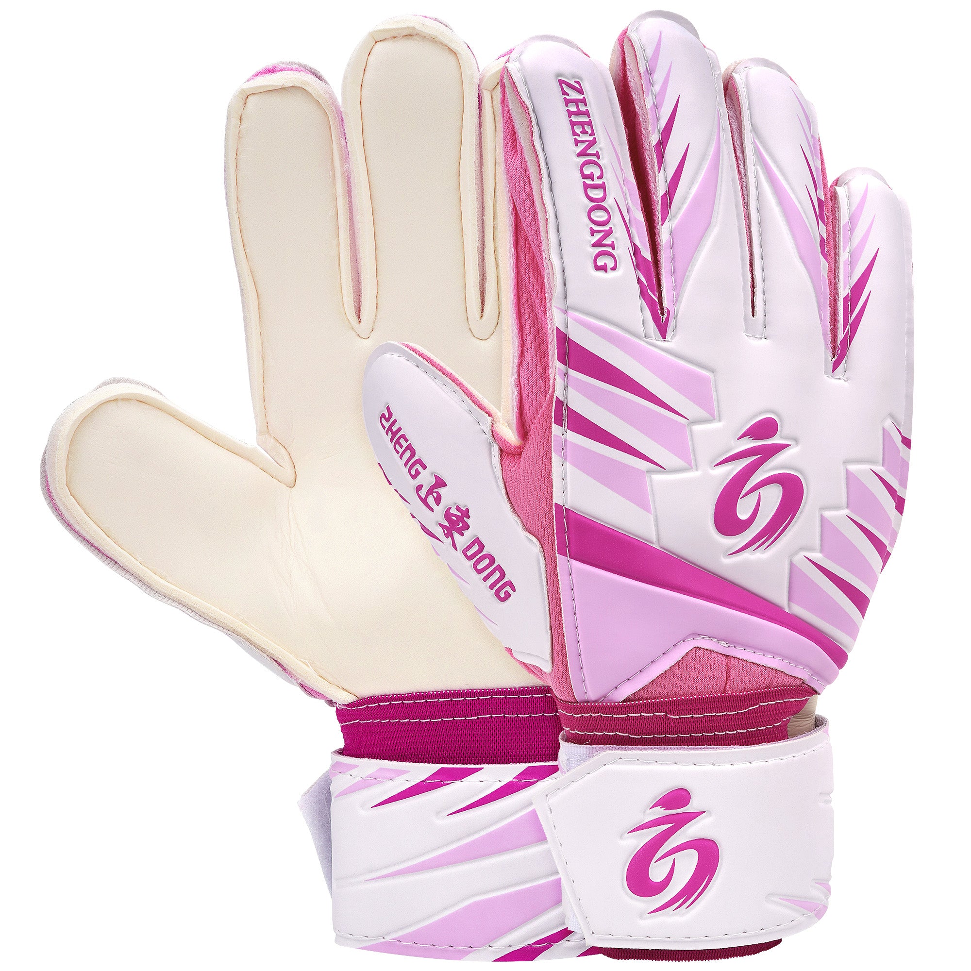 Linkidea Youth Soccer Goalie Gloves, Size 7 Goalkeeper Gloves with Anti-Slip Latex Palms Fits Kids Youth, Finger Saves Soccer Goalkeeper Gloves for Game or Training (Pink)