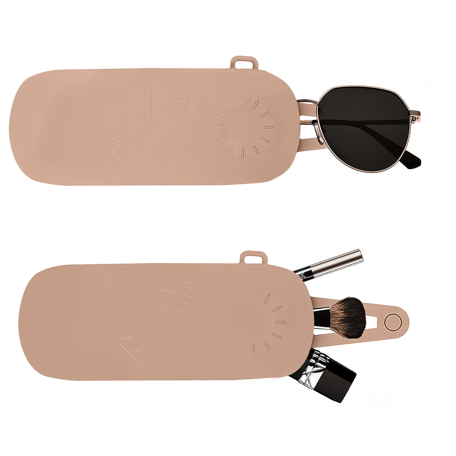 Extra Large Sunglasses Pouch Case, Silicone Oversized Sun Glasses Organizer Soft Bag Compatible with Gucci GG0595S GG0875S GG0351S GG1087S Versace VE4395 (XXL, Brown)