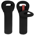 Linkidea 2 Pack Insulated Single Bottle Tote Bag for Travel, Portable Neoprene Wine Carrier, Picnic Drink Holder with Secure Grip, Ideal for Outdoor Events (750ml / Black)