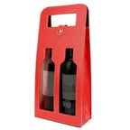 Linkidea Luxury Wine Gift Bag 2 Bottles, Leather Tote Carrier with Handle for Gifting/Business/Festive Occasions (Red)