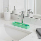 Linkidea Silicone Toothbrush Holder with Drainage Hole, Bathroom Drawer Organizer with Drying Diatomite Stone, Compatible with Extra Clean, Oral-B CrossAction Toothbrush (Green)
