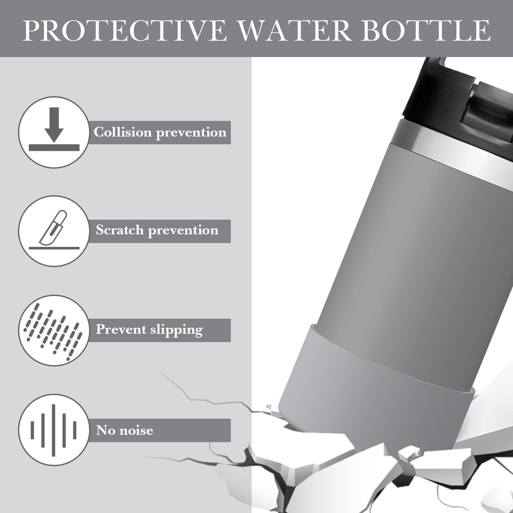 Linkidea Water Bottle Boot Compatible with YETI Rambler Jr. Kids 12oz, Rambler 12oz/18oz, Yonder 20oz/25oz, Silicone Anti-Slip Bottle Bottom Sleeve Bumper Protector (Grey / 2 Pack)