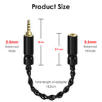 Linkidea 2.5mm Balanced Male to 3.5mm Balanced Female Audio Adapter Cable, Hi-Fi OCC Copper Cord, Compatible with Balanced Amplifiers, DACs, Headphones (15.5cm/6.1inch)