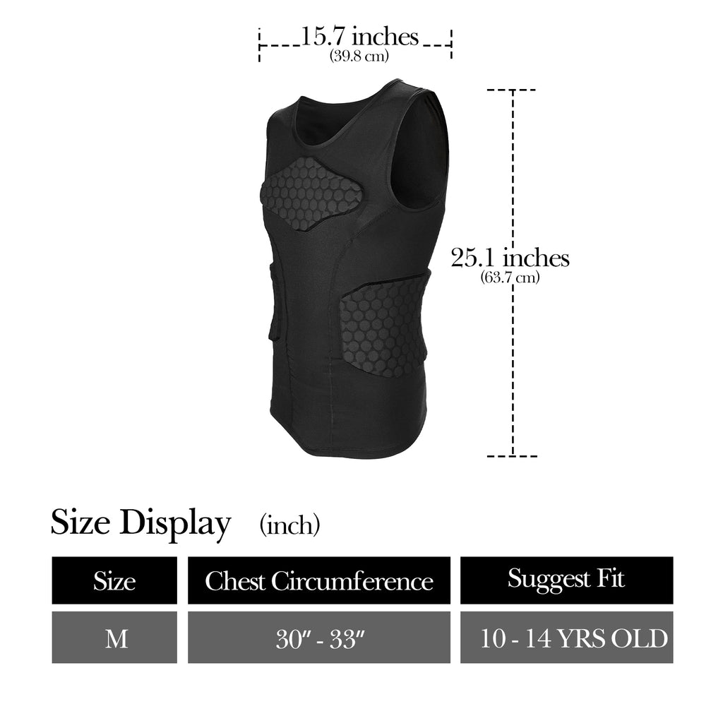 Linkidea Youth Soccer Impact Vest, Padded Protective Sleeveless Chest Vest for Contact Sports, Soccer Goalie Vest with Torso & Rib Protection, Lightweight, Non-Restrictive, Ages 10-14