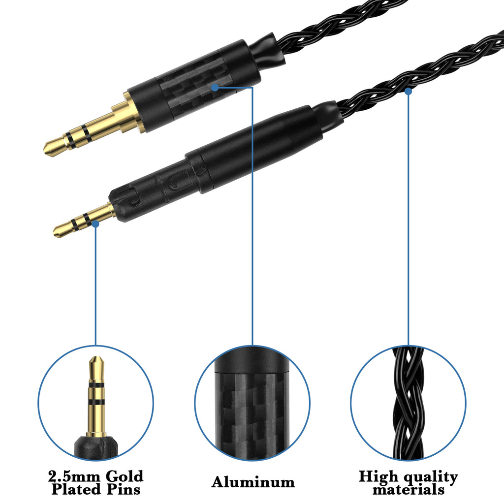 Linkidea 6N OCC Headphone Replacement Cable Compatible with ATH-R50X, ATH-M50x, ATH-M40x, ATH-M60x, ATH-M70x, 3.5mm Stereo Audio Cable for DAC, Amplifier, PC, Phone (4.9ft/1.5m, Black)