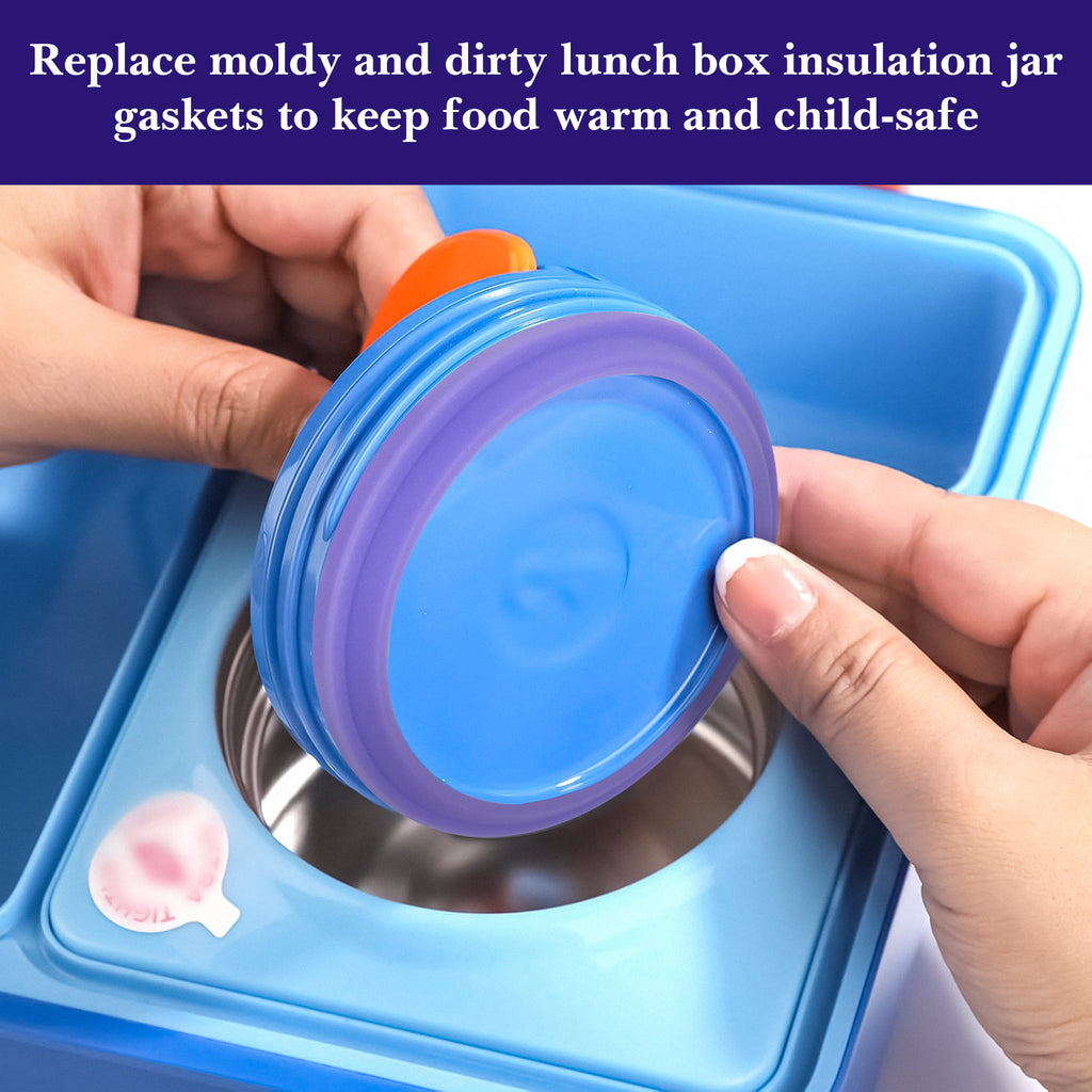 Linkidea 6 Pcs Silicone Seal Replacement, Round Exact Fit Lid Seal Gasket Compatible with OmieBox, Leakproof Food Safe Parts & Accessories for Bento Box (Orange)
